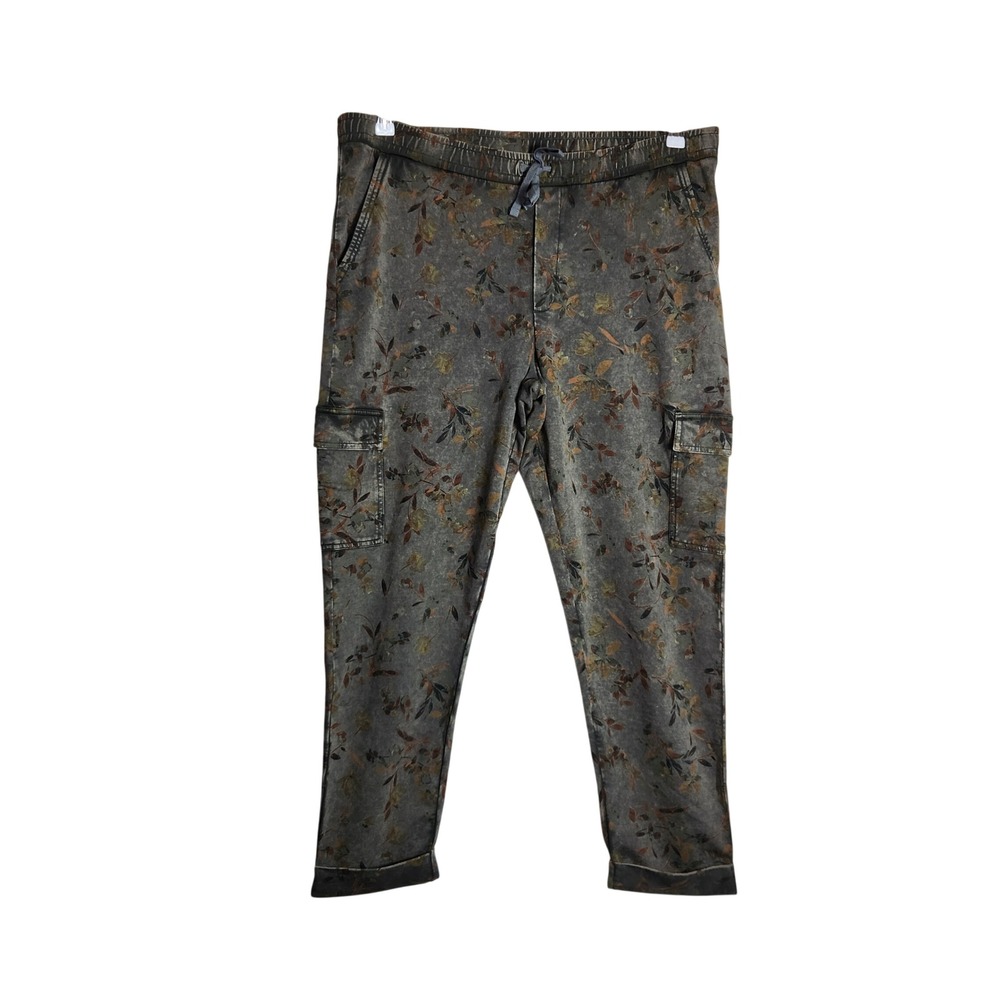 J. Jill Cypress WF Floral Cargo Pants Green Gray Cotton Blend Size M